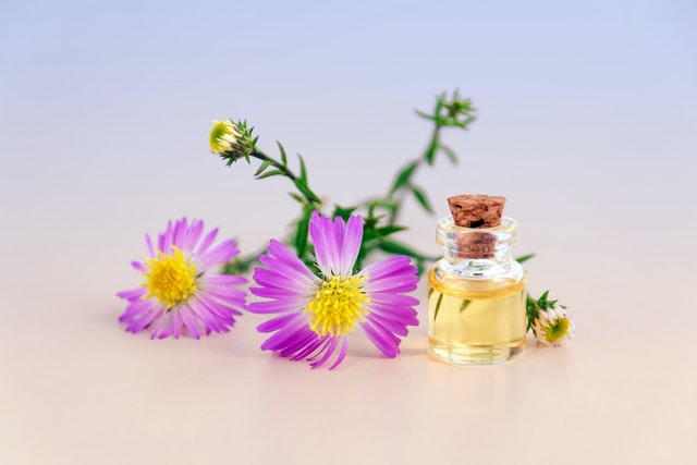 Cveće i bočica parfema